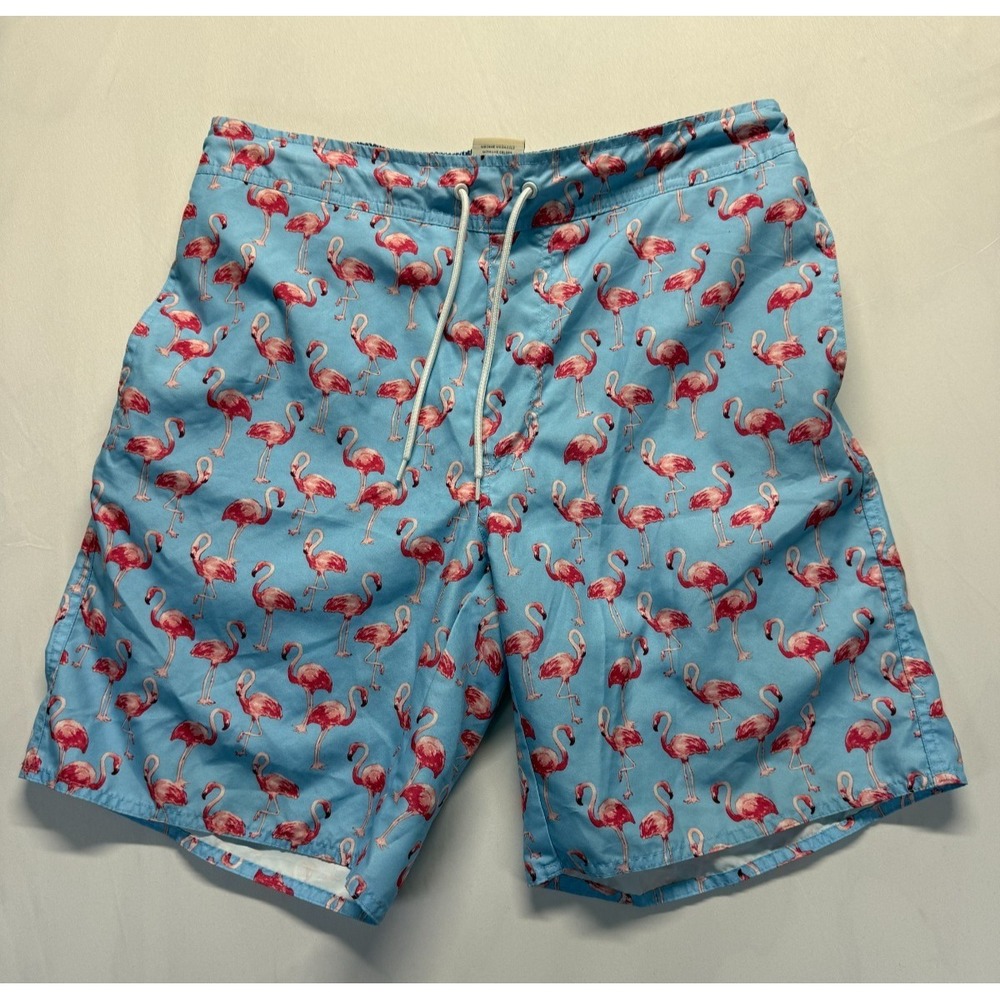 St. John's Bay Trunks Shorts Mens Large Blue Flamingo All Over Print Swimwear